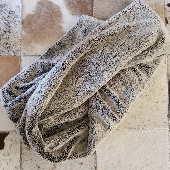 None Accessories - Gray Brown Sherpa Continuous Scarf